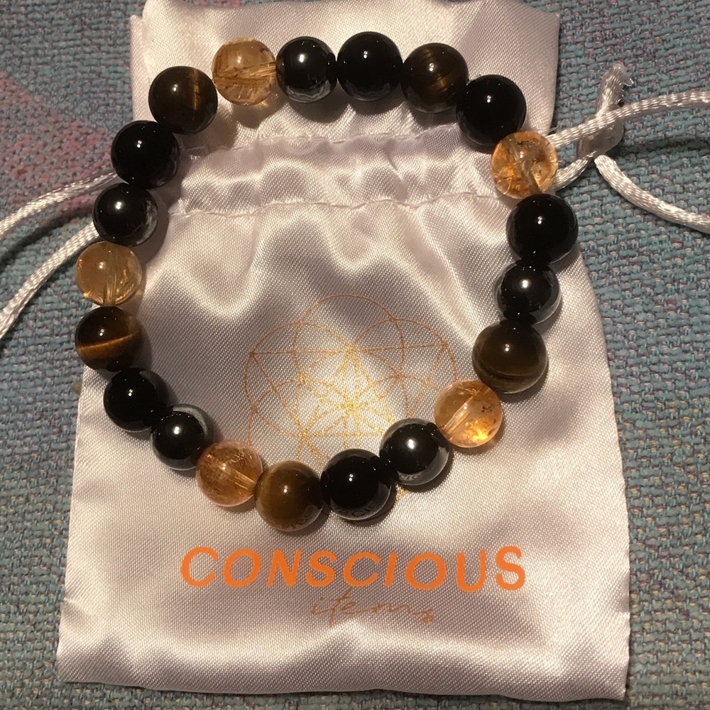 Black and Gold Beaded Bracelet
